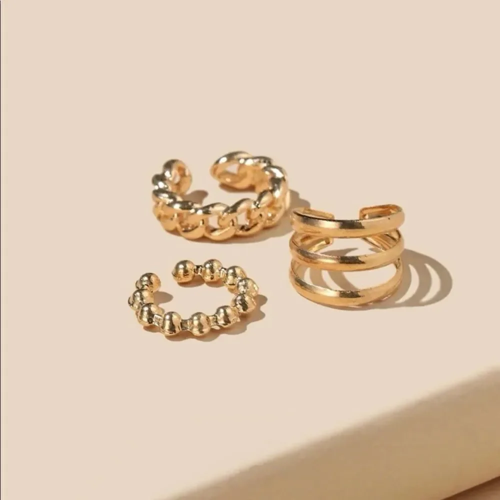Gold 3pc Chain Ear Cuff - Picture 2 of 2